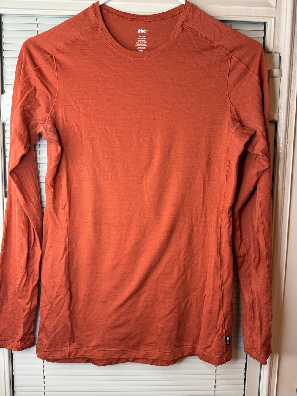 REI Women's Long-Sleeve Crew Shirt — Rust Orange
